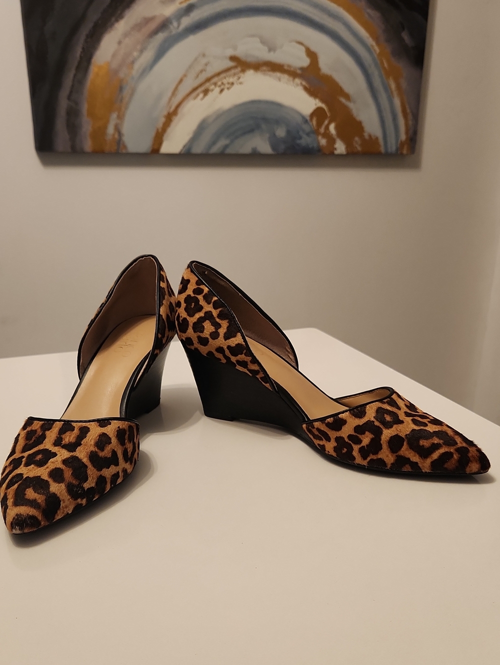 Franco Sarto Leopard Print Wedge Pumps